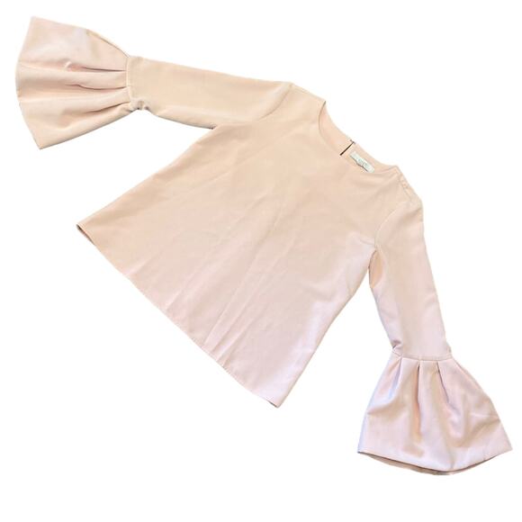 LOFT Beautiful Petal Pink Bell Sleeve Blouse Size Medium - Picture 2 of 9